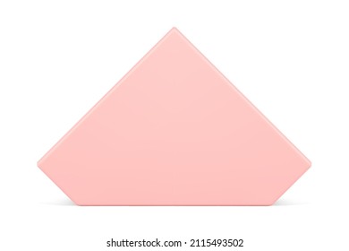 Pink Geometric Pentagon Figure Realistic 3d Template Vector Illustration. Creative Geometry Pentagonal Five Sided Polygon Shape Isolated On White. Math Realistic Decoration For Abstract Art Logo