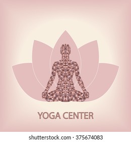 Pink Geometric Polygon Low poly Vector illustration of Yoga pose