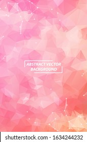 Pink Geometric Polygonal background molecule and communication. Connected lines with dots. Minimalism background. Concept of the science, chemistry, biology, medicine, technology.