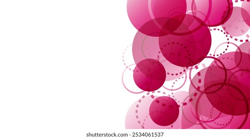 Pink Geometric Round Shape On White Background. Abstract Business Banner. Technology Wallpaper. Vector Illustration. Futuristic. Minimal. Frame