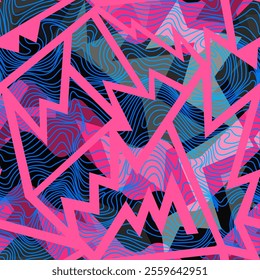 Pink geometric. Seamless vector pattern