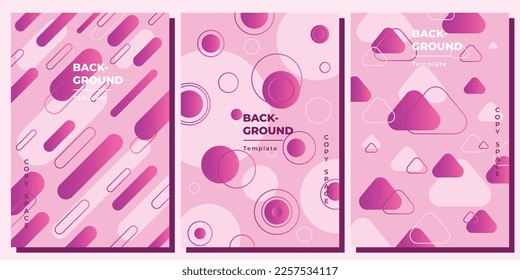 Pink geometric shapes background template set copy space set for poster, brochure, flyer, leaflet, pamphlet, or booklet