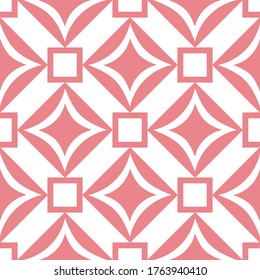 rosafarbenes geometrisches quadratisches Design auf weißem Hintergrund. Nahtloses Muster. Vektorgrafik