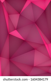 Pink geometric triangular low poly abstract background. Creative illustration in halftone style with gradient. Triangular pattern for your business design.