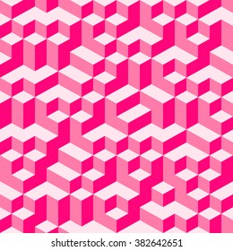 Pink Geometric Volume Seamless Pattern Background Vector Illustration