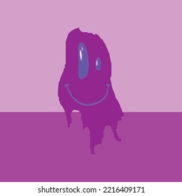 Pink ghost design made with blue eyes and azure mouth 