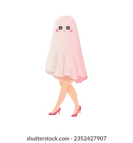 Pink ghost halloween glamour doll heels, women's legs