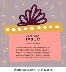 Pink giant gift box with ribbon and copy space. Vector.
