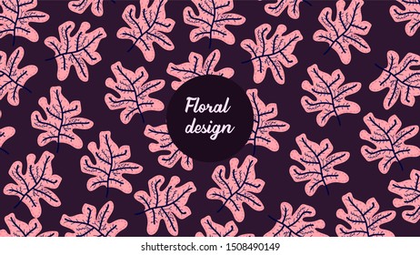 Pink giant Leaves pattern background Vector 