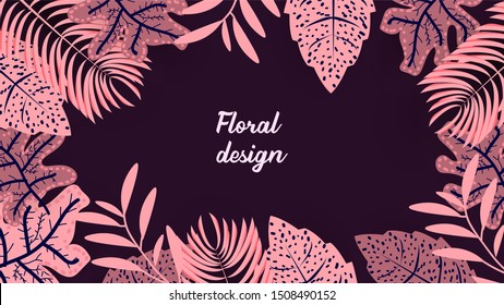 Pink giant Leaves pattern background Vector 