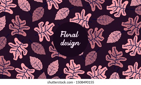 Pink giant Leaves pattern background Vector 