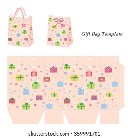 Pink gift bag with presents