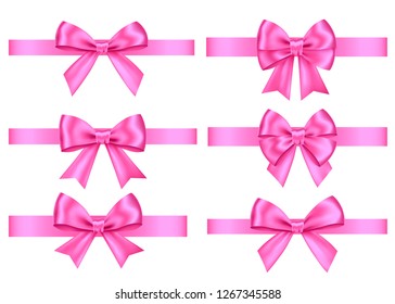 Pink Gift Bows Set Isolated On Stock Vector (Royalty Free) 1267345588 ...