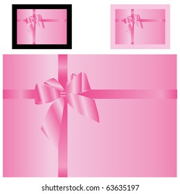Pink gift box with bow set vector