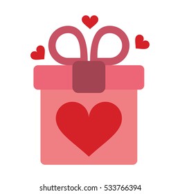 pink gift box with heart and bow