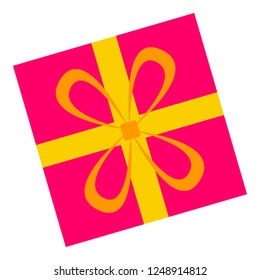 Pink gift box icon. Flat illustration of pink gift box vector icon for web design