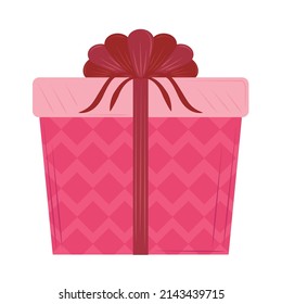pink gift box icon flat vector