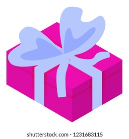 Pink gift box icon. Isometric of pink gift box vector icon for web design isolated on white background