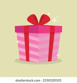 Ilustración vectorial de icono de caja de regalo rosa. Mejor uso para la celebración de cumpleaños, paquete de regalo o diseño de tema de recompensa de programa de fidelidad.