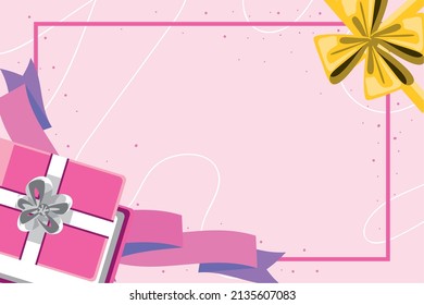 pink gift box invitation card template