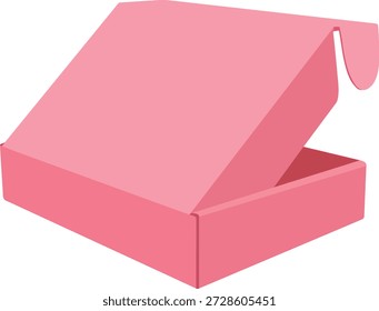 Caixa de presente rosa com tampa aberta no fundo branco