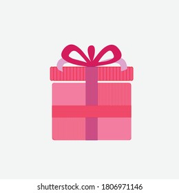 rosafarbene Geschenkbox mit roter Schleife, einzeln auf Weiß. Rote Geschenkbox. Geschenkbox-Kollektion mit Bändern. Weihnachtsgeschenksymbole. Überraschende Vektorsymbole auf weißem Hintergrund. Qixi Festival Bow Geschenkbox