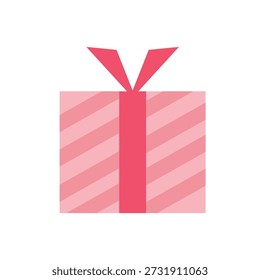 Rosa Geschenkbox mit rotem Band für Feiern. Geschenkbox. Valentinstag. Weihnachtsgeschenk.