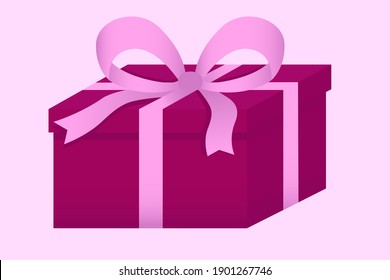 Pink gift box with a ribbon bow