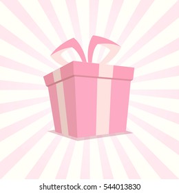 Pink gift box with the ribbon packaging in vector format