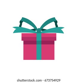pink gift box wrapped green ribbon bow present