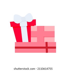 Pink gift boxes Vector Illustration. St. Valentine's day elements.