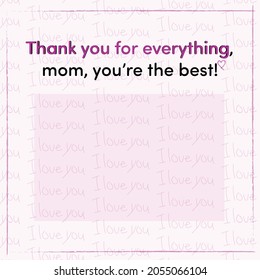 Pink gift card to put together with your nice gift to your mother in any occasion, you can edit adding a small letter with your name at the end!