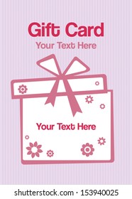 Pink gift card or voucher with flowers. Separate layers for easy editing.