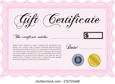 Vorlage für rosafarbene Geschenkgutscheine