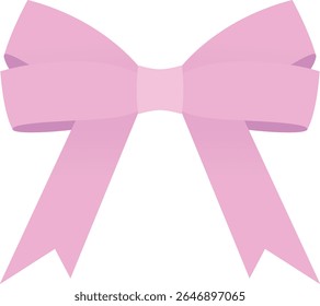 Arco de cinta de regalo rosa en estilo minimalista plano para tarjeta de felicitación, celebración, embalaje, diseño de decoración