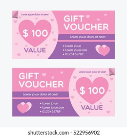 Pink gift voucher with love for present