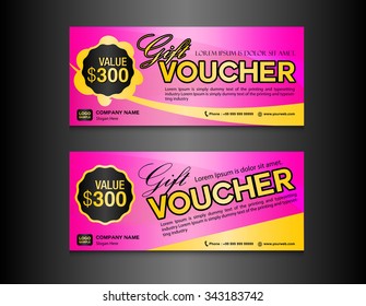 pink Gift voucher template, Gift certificate, Coupon template.