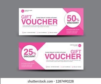 Pink Gift Voucher template, coupon design, certificate, ticket template, discount layout, banner vector illustration, Valentine's Day sale banner
