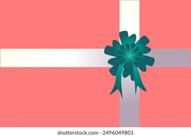 Patrón de envoltura de regalo rosa con diseño plano de cinta verde
