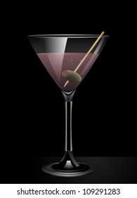Pink gin cocktail background with olive