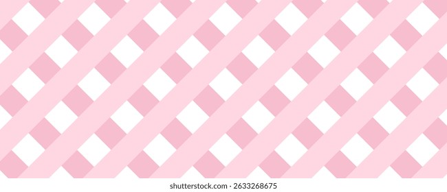 Pink gingham fabric square checkered seamless pattern texture background