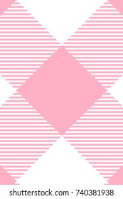 Pink Gingham pattern. Texture from rhombus/squares for - plaid, tablecloths, clothes, shirts, dresses, paper, bedding, blankets, quilts and other textile products. Vector illustration.