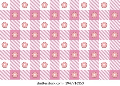 Pink Gingham seamless pattern. Texture from rhombus,squares for dress, paper,clothes,tablecloth. Copy space, for your text.