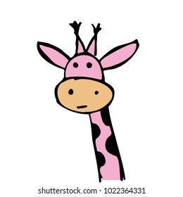 Pink Giraffe Doodle Icon