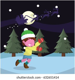 pink girl chasing santa