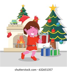 pink girl got a christmas present