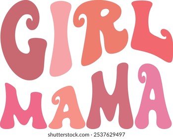 Pink Girl Mama calligraphy phrase, Calligraphy t shirt design, Isolated on white background, Cutting File, EPS 10, retro boy mama mother's day sublimation