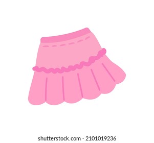 Pink girl skirt. Bright clothes for winter holidays. Little fairy, magical character and fairy tales. Summer and spring outfit. Cartoon flat vector illustration isolated on white background