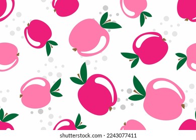 Patrón ininterrumpido de Apple chica rosa. Niños de dibujos animados Ilustración vectorial.