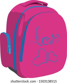 pink girls backpack vector illustration